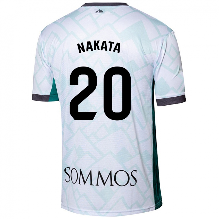 Niño Camiseta Yuki Nakata #20 Blanco Verde 2ª Equipación 2024/25 La Camisa Perú