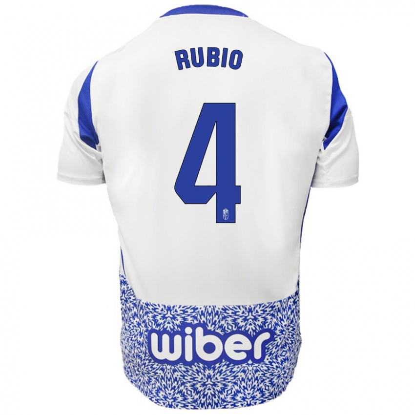 Niño Camiseta Miguel Rubio #4 Blanco Azul 2ª Equipación 2024/25 La Camisa Perú