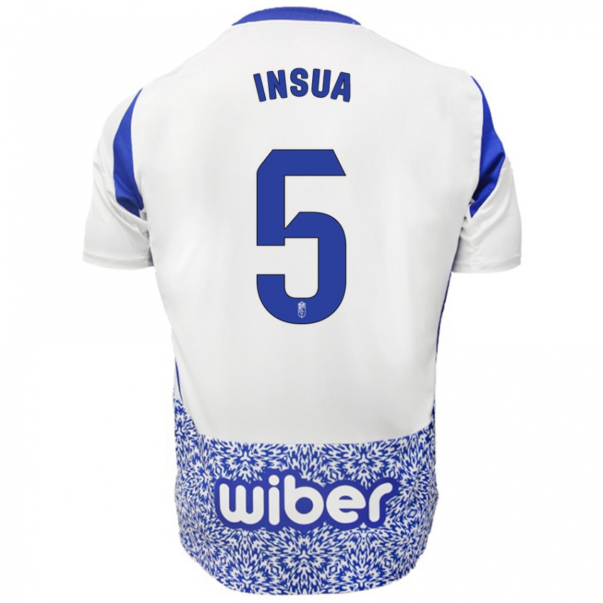 Niño Camiseta Pablo Insua #5 Blanco Azul 2ª Equipación 2024/25 La Camisa Perú