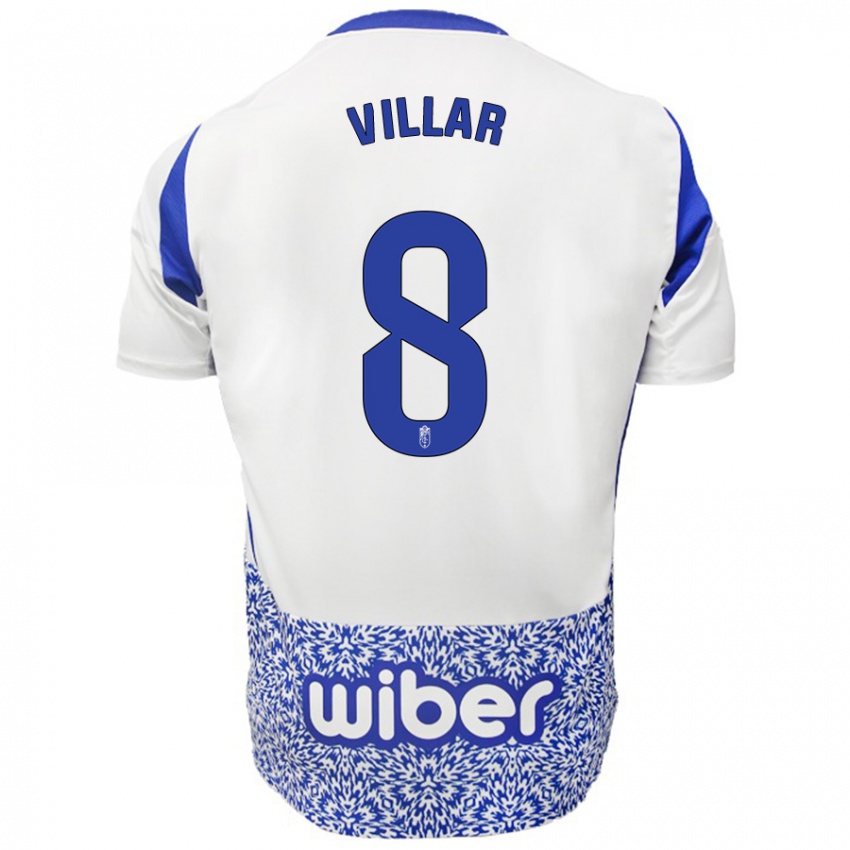 Niño Camiseta Gonzalo Villar #8 Blanco Azul 2ª Equipación 2024/25 La Camisa Perú