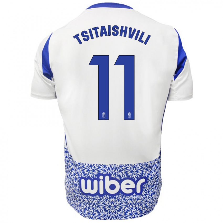 Niño Camiseta Georgiy Tsitaishvili #11 Blanco Azul 2ª Equipación 2024/25 La Camisa Perú