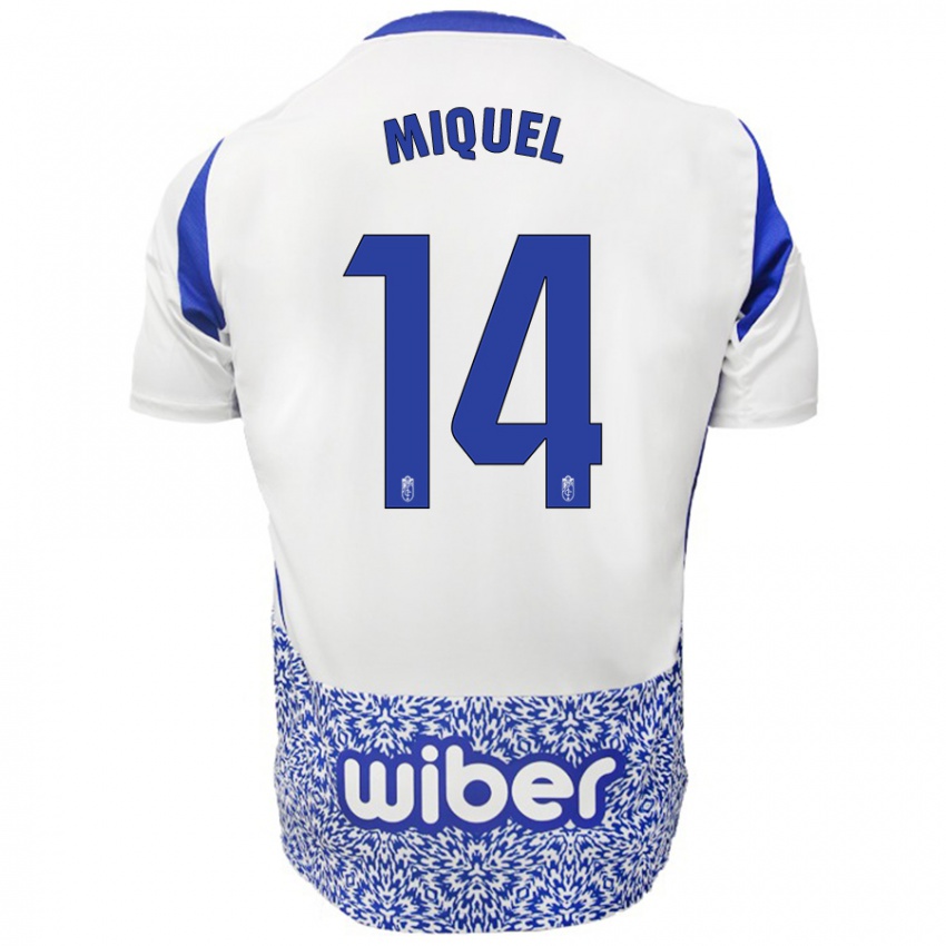 Niño Camiseta Ignasi Miquel #14 Blanco Azul 2ª Equipación 2024/25 La Camisa Perú