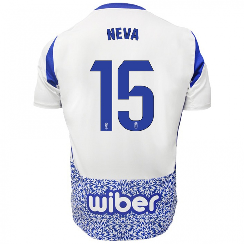 Niño Camiseta Carlos Neva #15 Blanco Azul 2ª Equipación 2024/25 La Camisa Perú