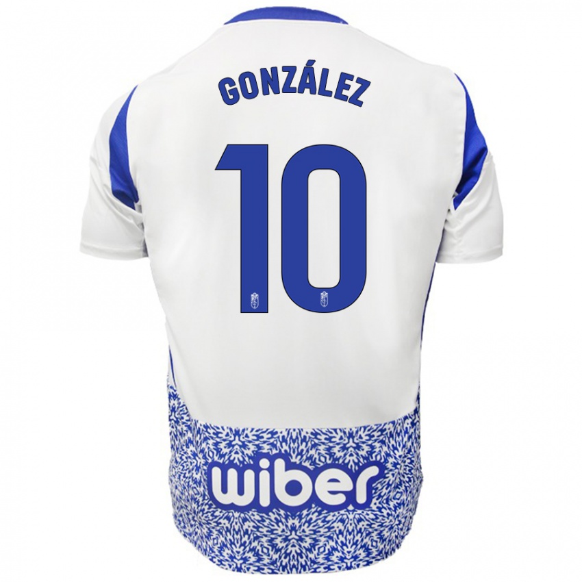 Niño Camiseta Mario González #10 Blanco Azul 2ª Equipación 2024/25 La Camisa Perú