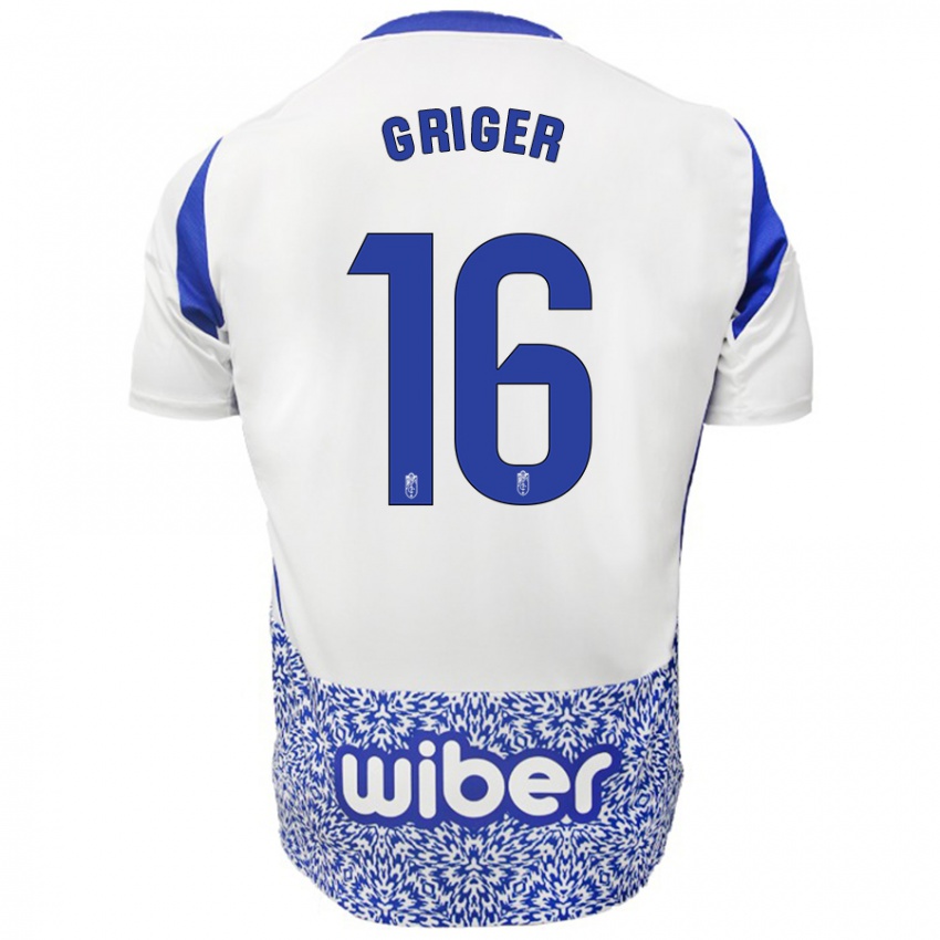 Niño Camiseta Adam Griger #16 Blanco Azul 2ª Equipación 2024/25 La Camisa Perú