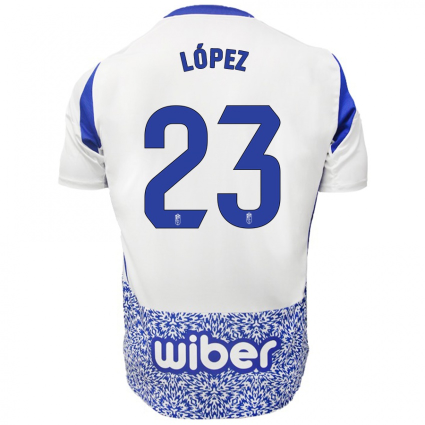 Niño Camiseta Diego López #23 Blanco Azul 2ª Equipación 2024/25 La Camisa Perú