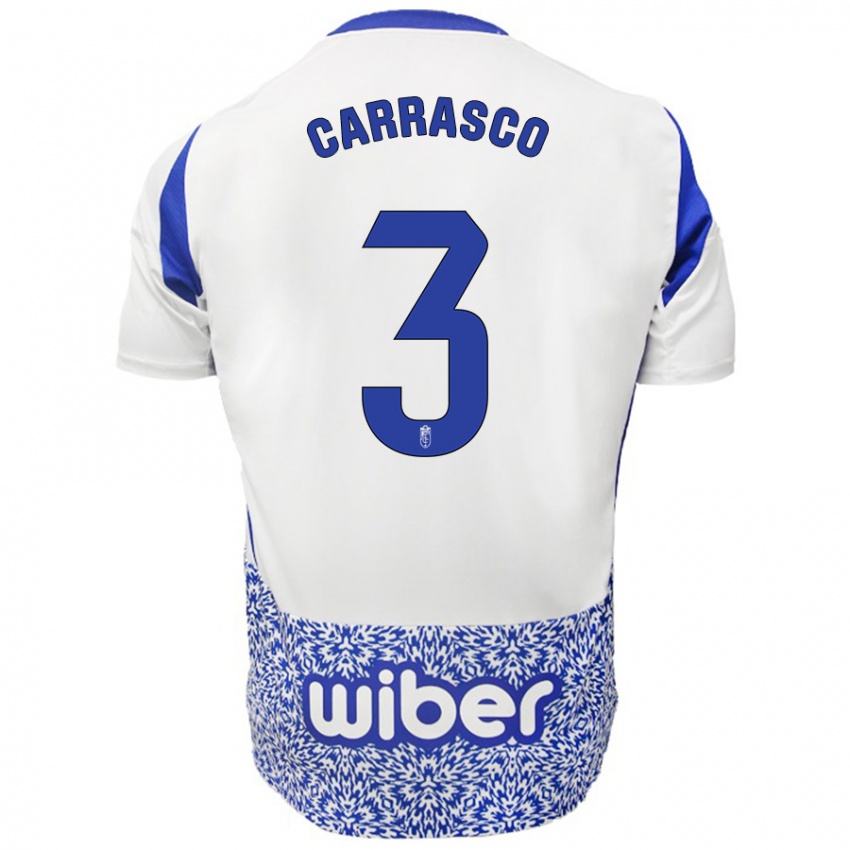 Niño Camiseta Marta Carrasco #3 Blanco Azul 2ª Equipación 2024/25 La Camisa Perú