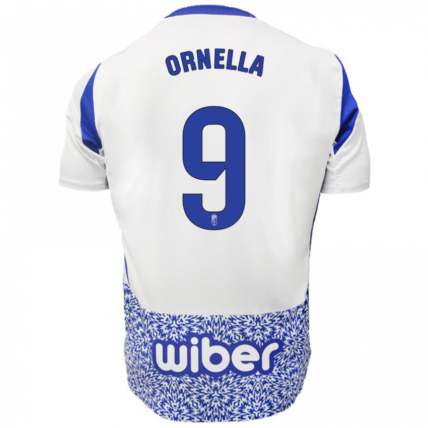 Niño Camiseta Ornella María Vignola Cabot #9 Blanco Azul 2ª Equipación 2024/25 La Camisa Perú