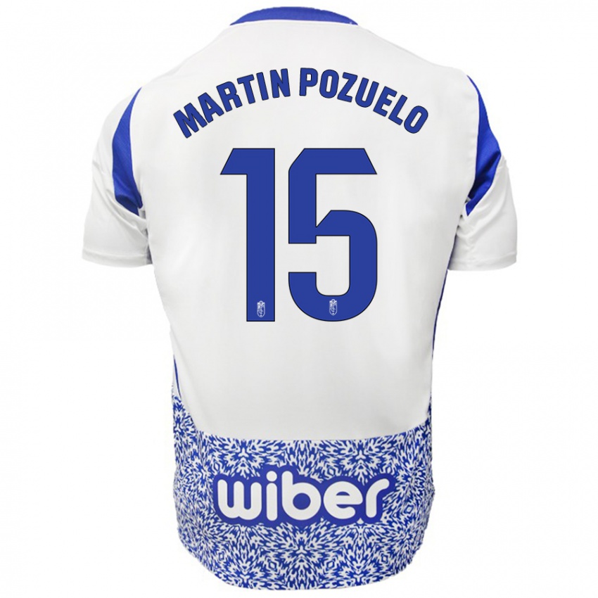 Niño Camiseta Esther Martin-Pozuelo #15 Blanco Azul 2ª Equipación 2024/25 La Camisa Perú