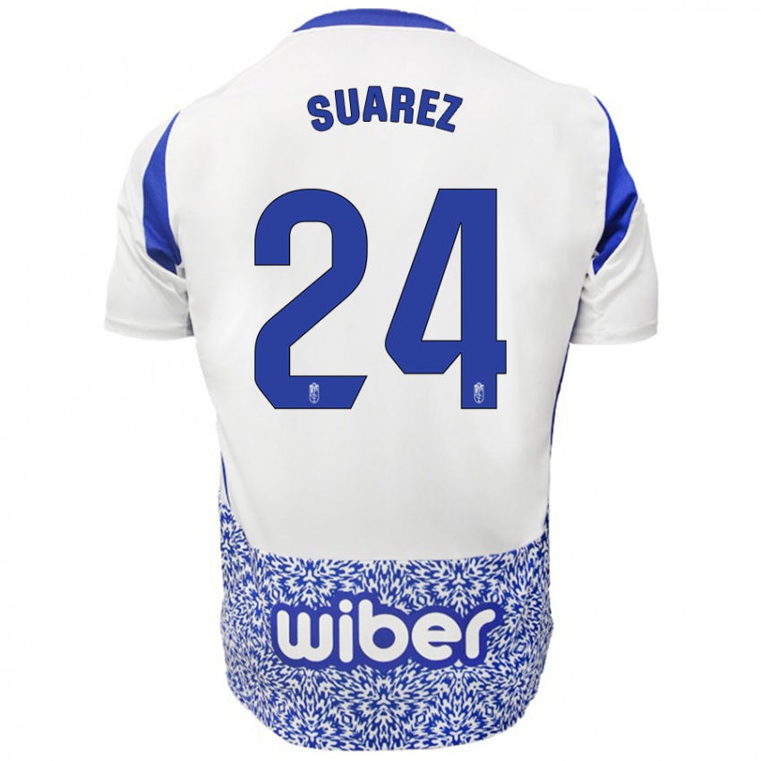 Niño Camiseta Carlota Suárez #24 Blanco Azul 2ª Equipación 2024/25 La Camisa Perú