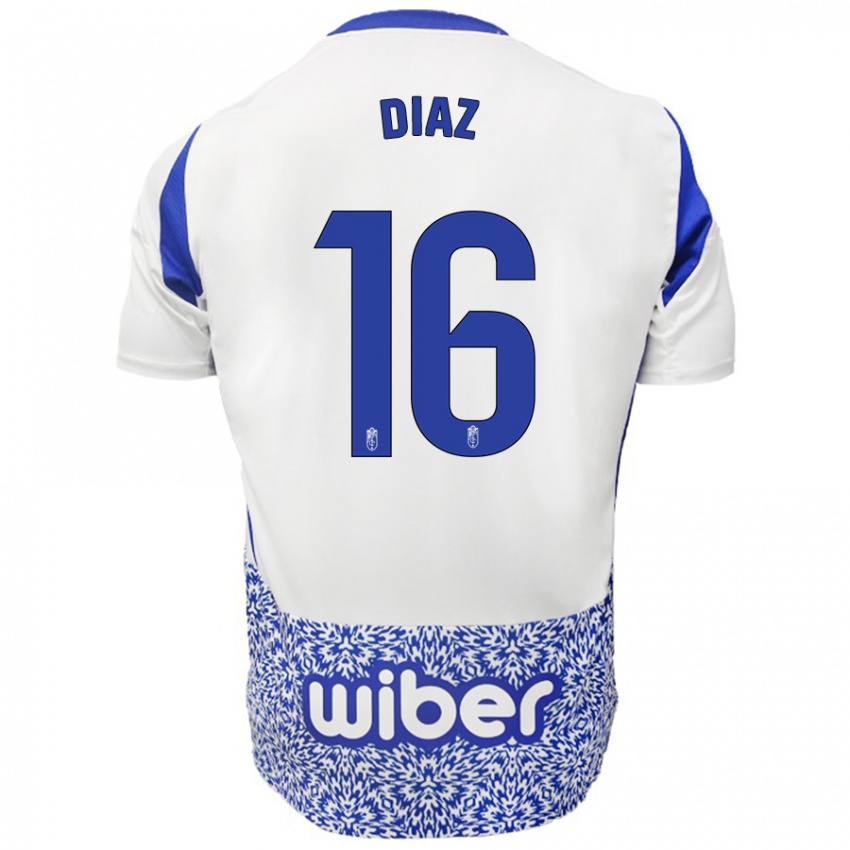 Niño Camiseta Víctor Díaz #16 Blanco Azul 2ª Equipación 2024/25 La Camisa Perú