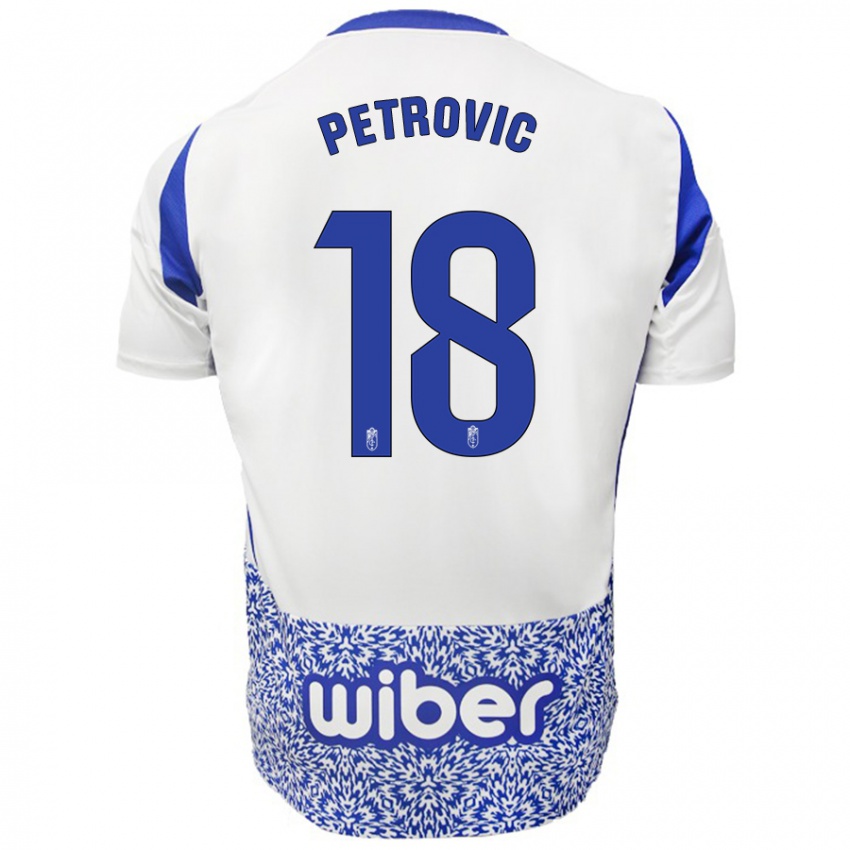 Niño Camiseta Njegos Petrovic #18 Blanco Azul 2ª Equipación 2024/25 La Camisa Perú