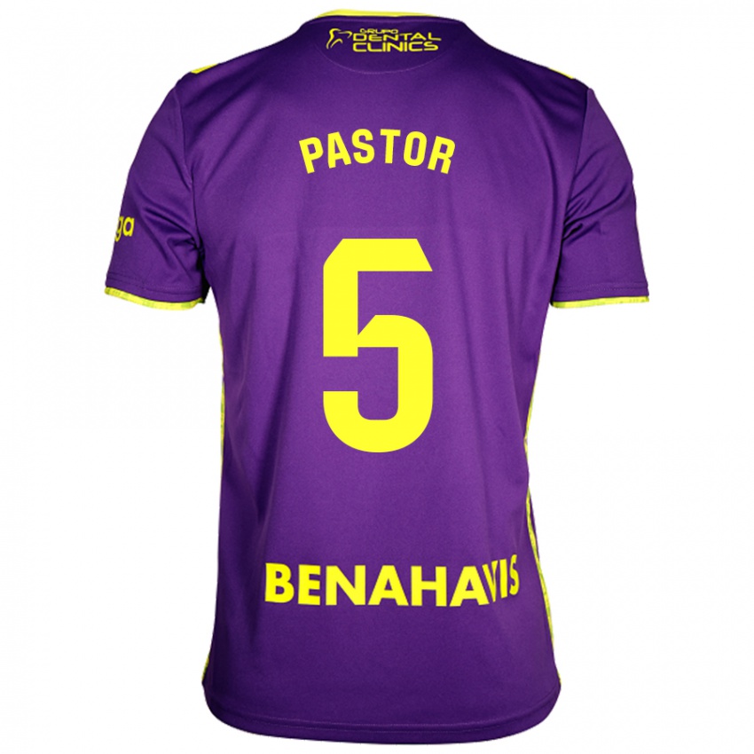 Niño Camiseta Álex Pastor #5 Púrpura Amarillo 2ª Equipación 2024/25 La Camisa Perú