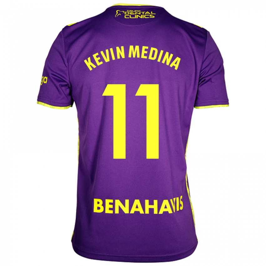 Niño Camiseta Kevin Medina #11 Púrpura Amarillo 2ª Equipación 2024/25 La Camisa Perú