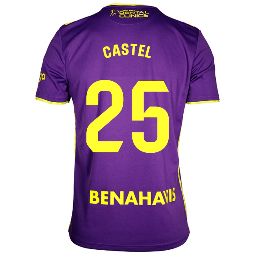 Niño Camiseta Sergio Castel #25 Púrpura Amarillo 2ª Equipación 2024/25 La Camisa Perú