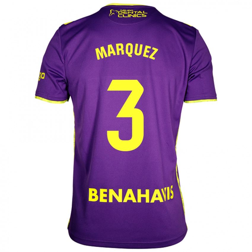 Niño Camiseta David Márquez #3 Púrpura Amarillo 2ª Equipación 2024/25 La Camisa Perú