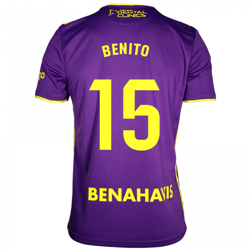 Niño Camiseta Iván Benito #15 Púrpura Amarillo 2ª Equipación 2024/25 La Camisa Perú