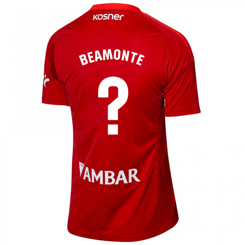 Niño Camiseta Adrián Beamonte #0 Blanco Azul 2ª Equipación 2024/25 La Camisa Perú