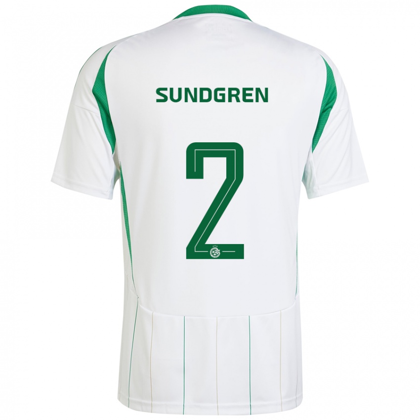 Niño Camiseta Daniel Sundgren #2 Blanco Verde 2ª Equipación 2024/25 La Camisa Perú