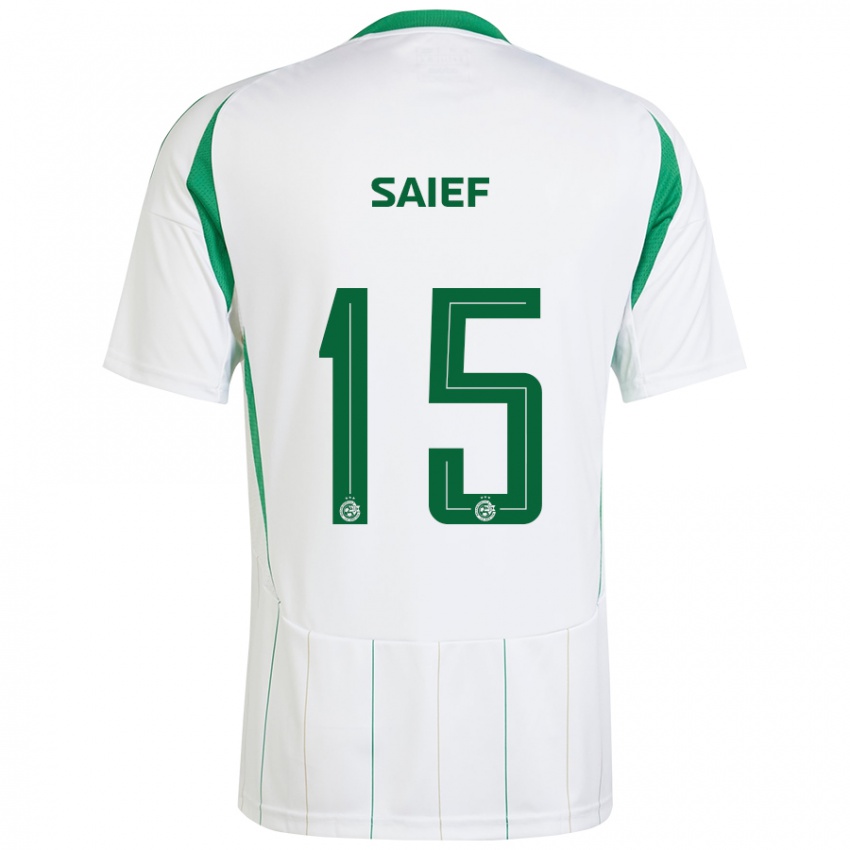 Niño Camiseta Kenny Saief #15 Blanco Verde 2ª Equipación 2024/25 La Camisa Perú