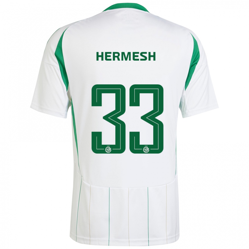 Niño Camiseta Liam Hermesh #33 Blanco Verde 2ª Equipación 2024/25 La Camisa Perú