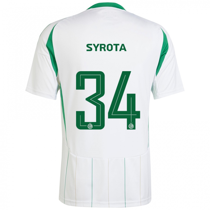 Niño Camiseta Oleksandr Syrota #34 Blanco Verde 2ª Equipación 2024/25 La Camisa Perú