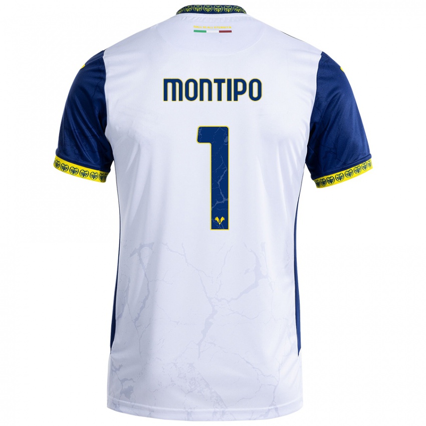 Niño Camiseta Lorenzo Montipò #1 Blanco Azul 2ª Equipación 2024/25 La Camisa Perú