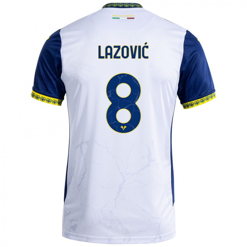 Niño Camiseta Darko Lazović #8 Blanco Azul 2ª Equipación 2024/25 La Camisa Perú