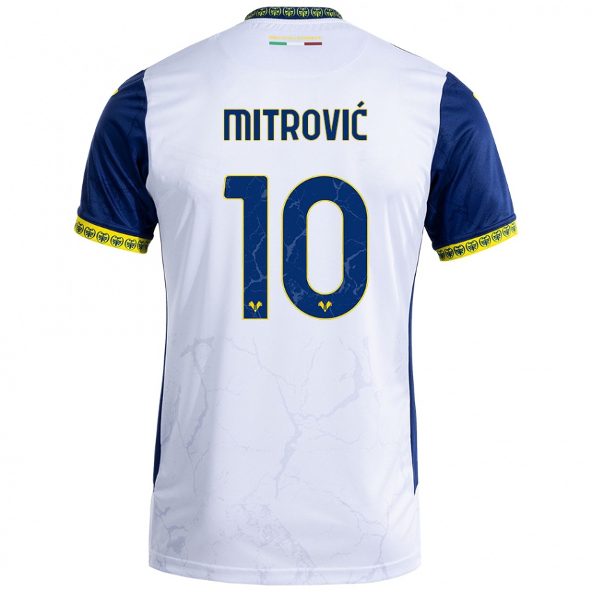 Niño Camiseta Stefan Mitrović #10 Blanco Azul 2ª Equipación 2024/25 La Camisa Perú