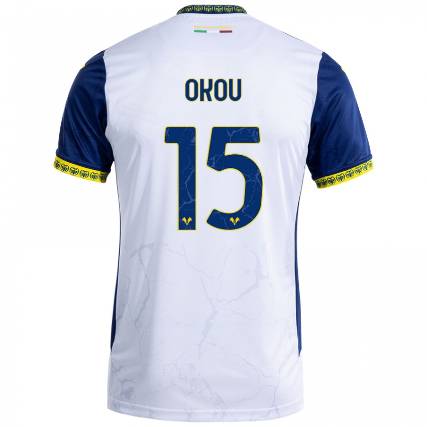 Niño Camiseta Yllan Okou #15 Blanco Azul 2ª Equipación 2024/25 La Camisa Perú