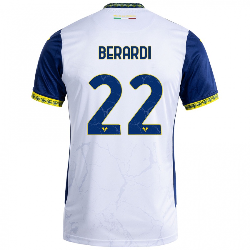 Niño Camiseta Alessandro Berardi #22 Blanco Azul 2ª Equipación 2024/25 La Camisa Perú