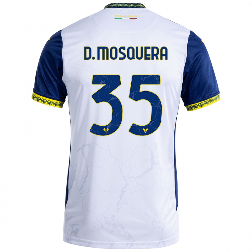 Niño Camiseta Daniel Mosquera #35 Blanco Azul 2ª Equipación 2024/25 La Camisa Perú