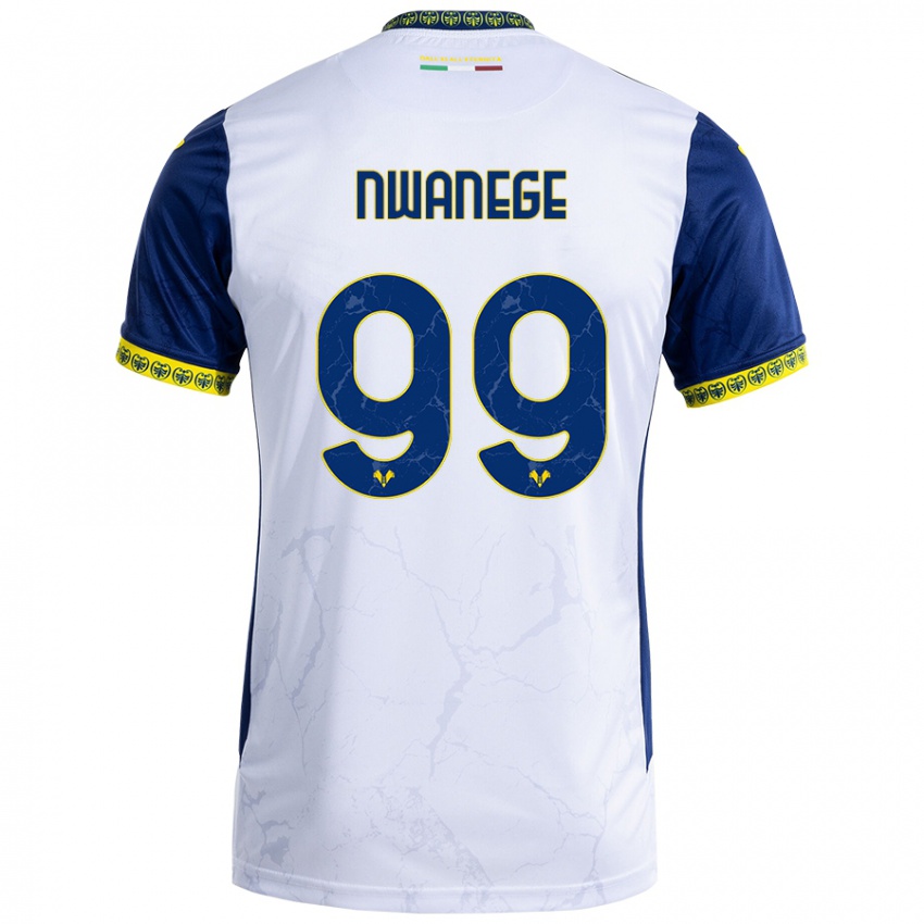 Niño Camiseta Karlson Nwanege #99 Blanco Azul 2ª Equipación 2024/25 La Camisa Perú