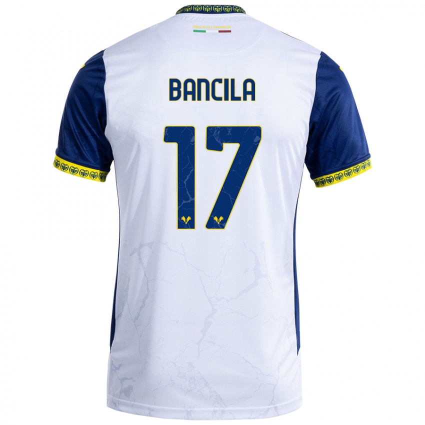 Niño Camiseta Darius Bancila #17 Blanco Azul 2ª Equipación 2024/25 La Camisa Perú