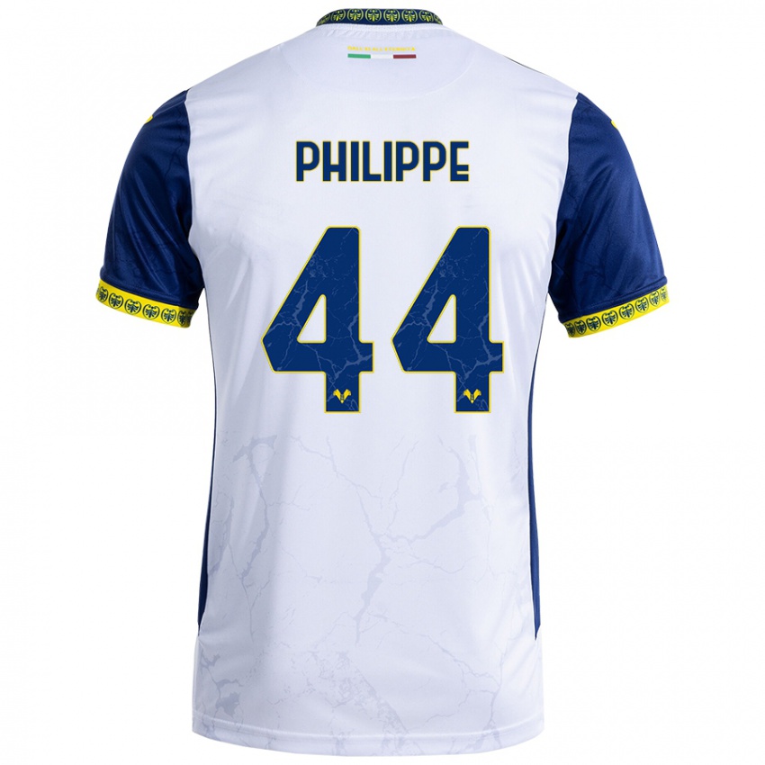 Niño Camiseta Mathis Philippe #44 Blanco Azul 2ª Equipación 2024/25 La Camisa Perú