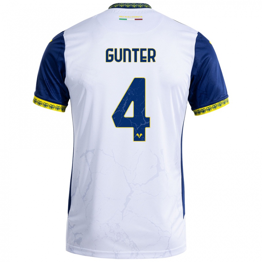 Niño Camiseta Koray Günter #4 Blanco Azul 2ª Equipación 2024/25 La Camisa Perú