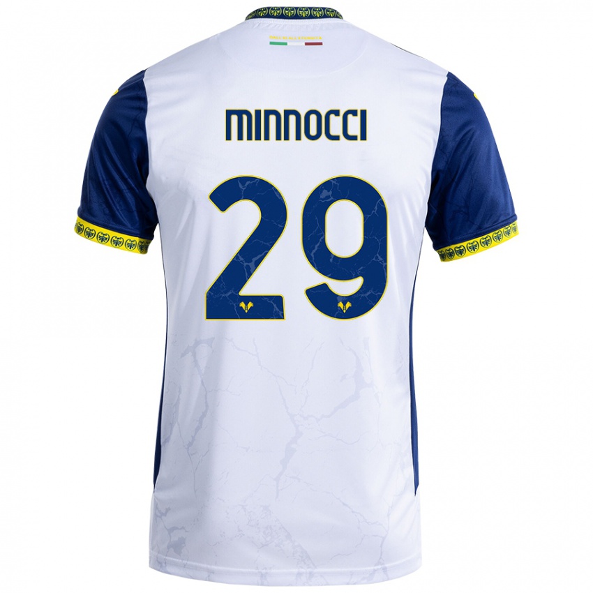 Niño Camiseta Valerio Minnocci #29 Blanco Azul 2ª Equipación 2024/25 La Camisa Perú