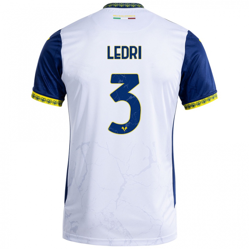 Niño Camiseta Michela Ledri #3 Blanco Azul 2ª Equipación 2024/25 La Camisa Perú