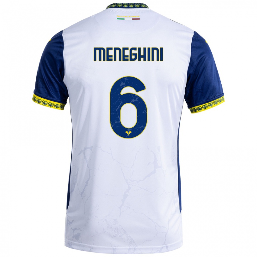 Niño Camiseta Sofia Meneghini #6 Blanco Azul 2ª Equipación 2024/25 La Camisa Perú