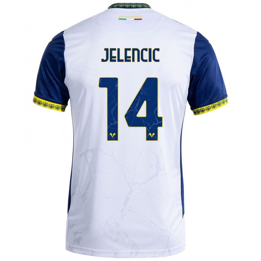 Niño Camiseta Ana Jelencic #14 Blanco Azul 2ª Equipación 2024/25 La Camisa Perú