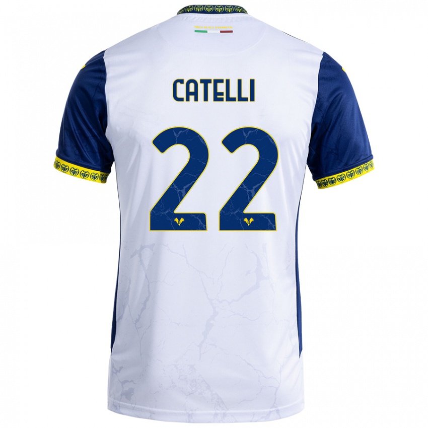 Niño Camiseta Anna Catelli #22 Blanco Azul 2ª Equipación 2024/25 La Camisa Perú