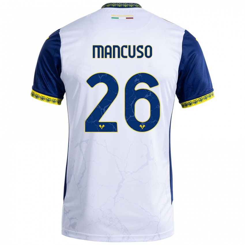 Niño Camiseta Giulia Mancuso #26 Blanco Azul 2ª Equipación 2024/25 La Camisa Perú