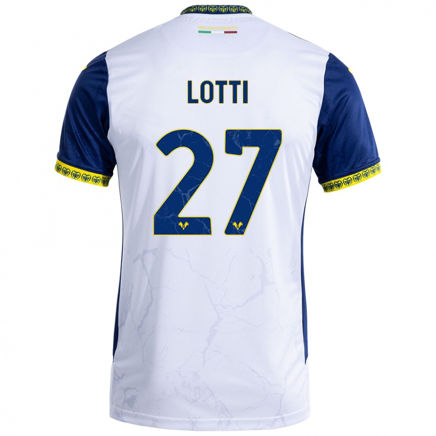 Niño Camiseta Irene Lotti #27 Blanco Azul 2ª Equipación 2024/25 La Camisa Perú