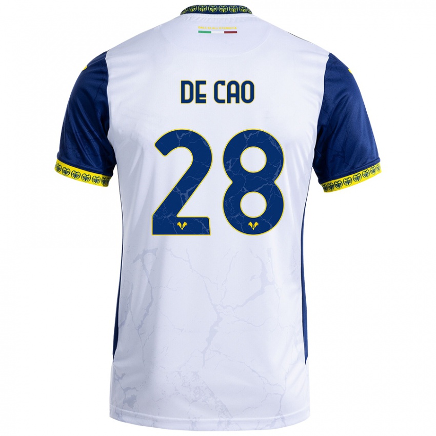 Niño Camiseta Elena De Cao #28 Blanco Azul 2ª Equipación 2024/25 La Camisa Perú