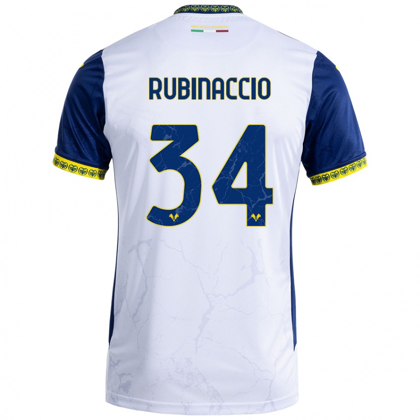 Niño Camiseta Nikol Rubinaccio #34 Blanco Azul 2ª Equipación 2024/25 La Camisa Perú