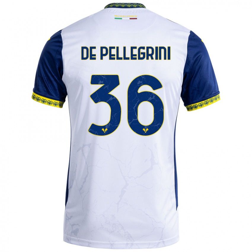 Niño Camiseta Erika De Pellegrini #36 Blanco Azul 2ª Equipación 2024/25 La Camisa Perú