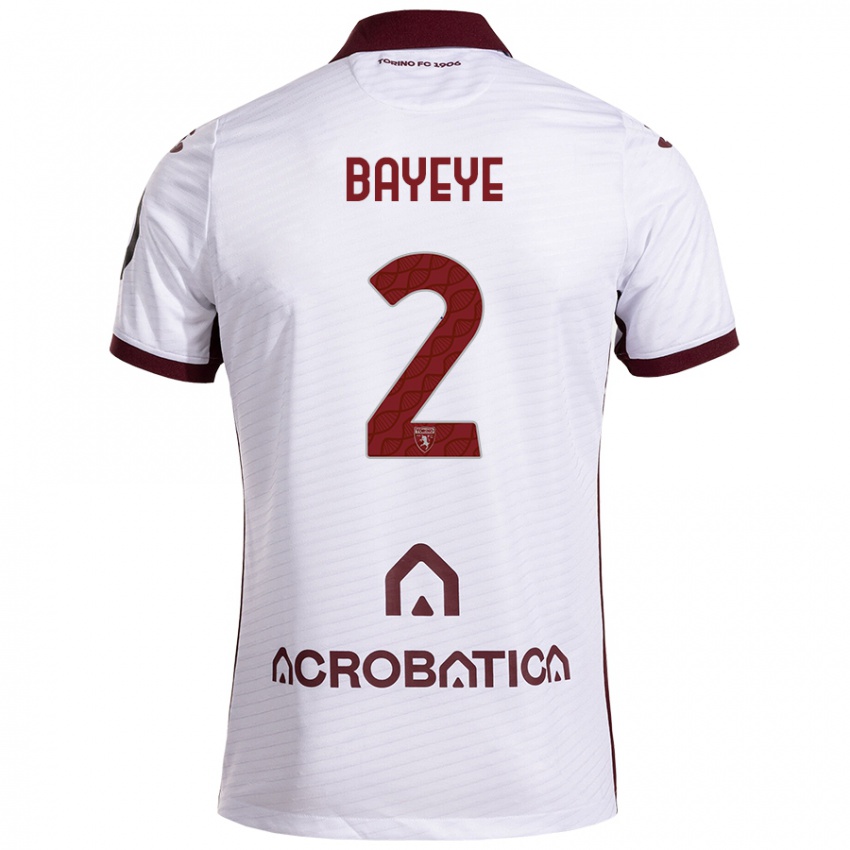 Niño Camiseta Brian Bayeye #2 Blanco Granate 2ª Equipación 2024/25 La Camisa Perú