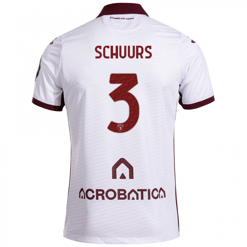 Niño Camiseta Perr Schuurs #3 Blanco Granate 2ª Equipación 2024/25 La Camisa Perú