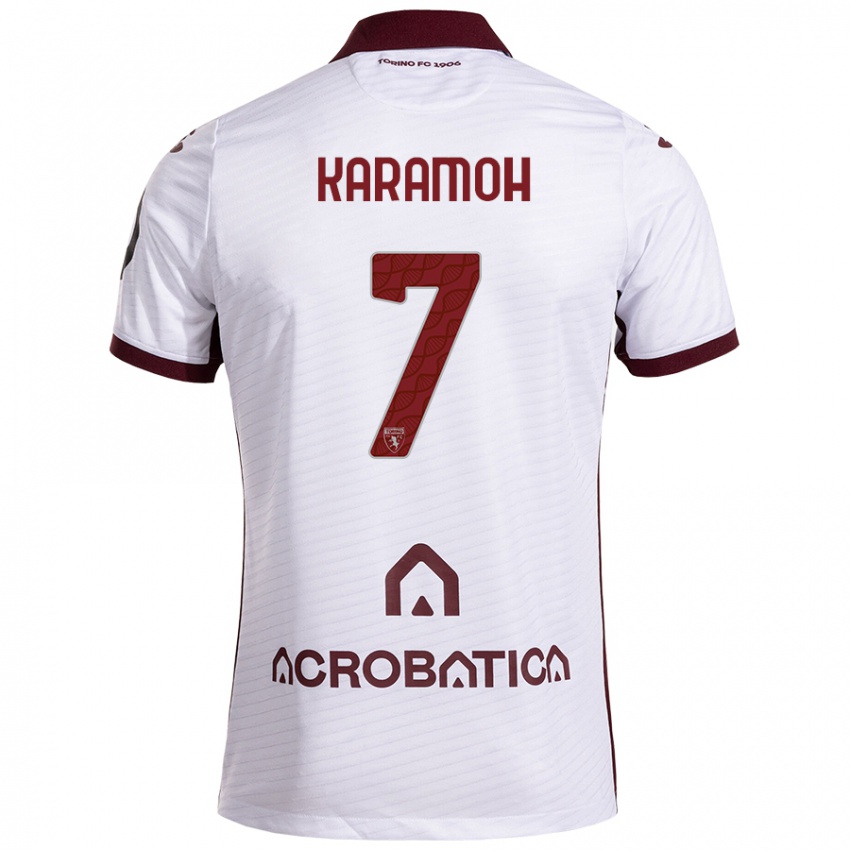 Niño Camiseta Yann Karamoh #7 Blanco Granate 2ª Equipación 2024/25 La Camisa Perú