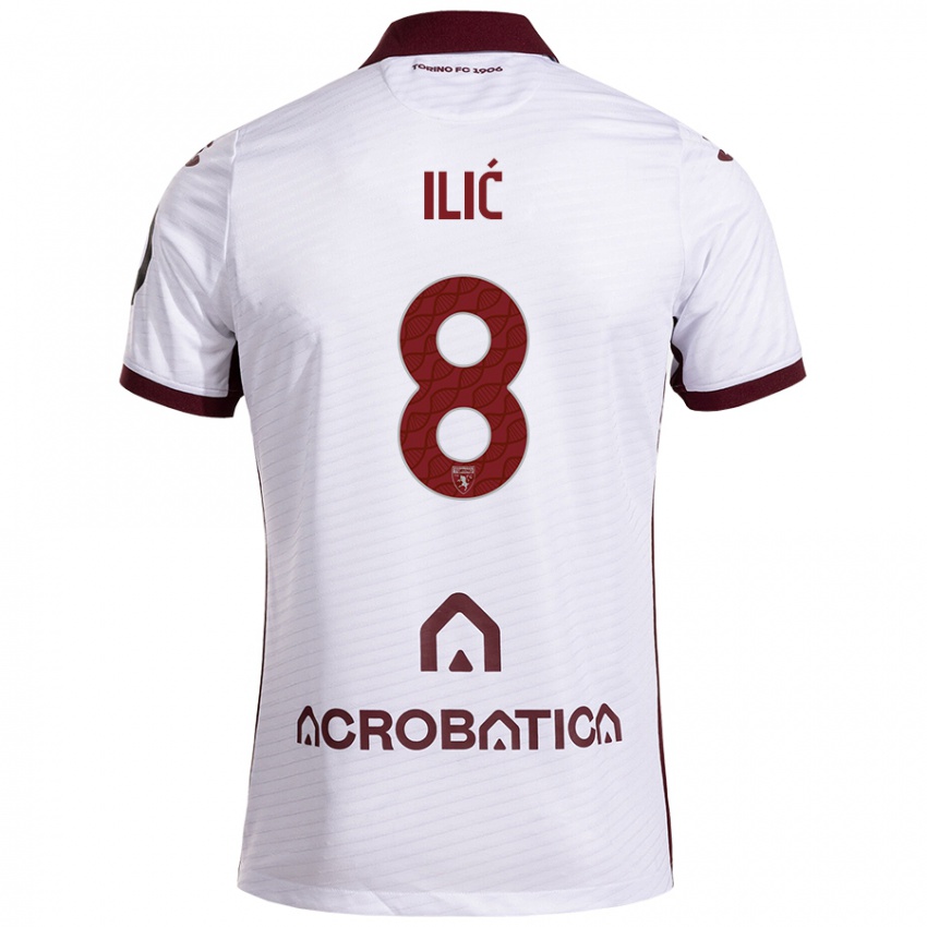 Niño Camiseta Ivan Ilić #8 Blanco Granate 2ª Equipación 2024/25 La Camisa Perú